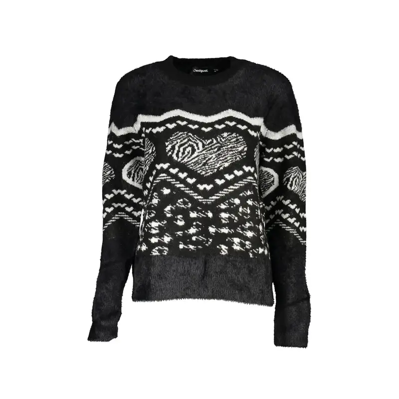 Maglione Donna Nero Collo Alto Logo