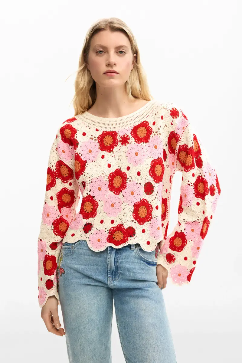 maglione fiori allâuncinetto WHITE