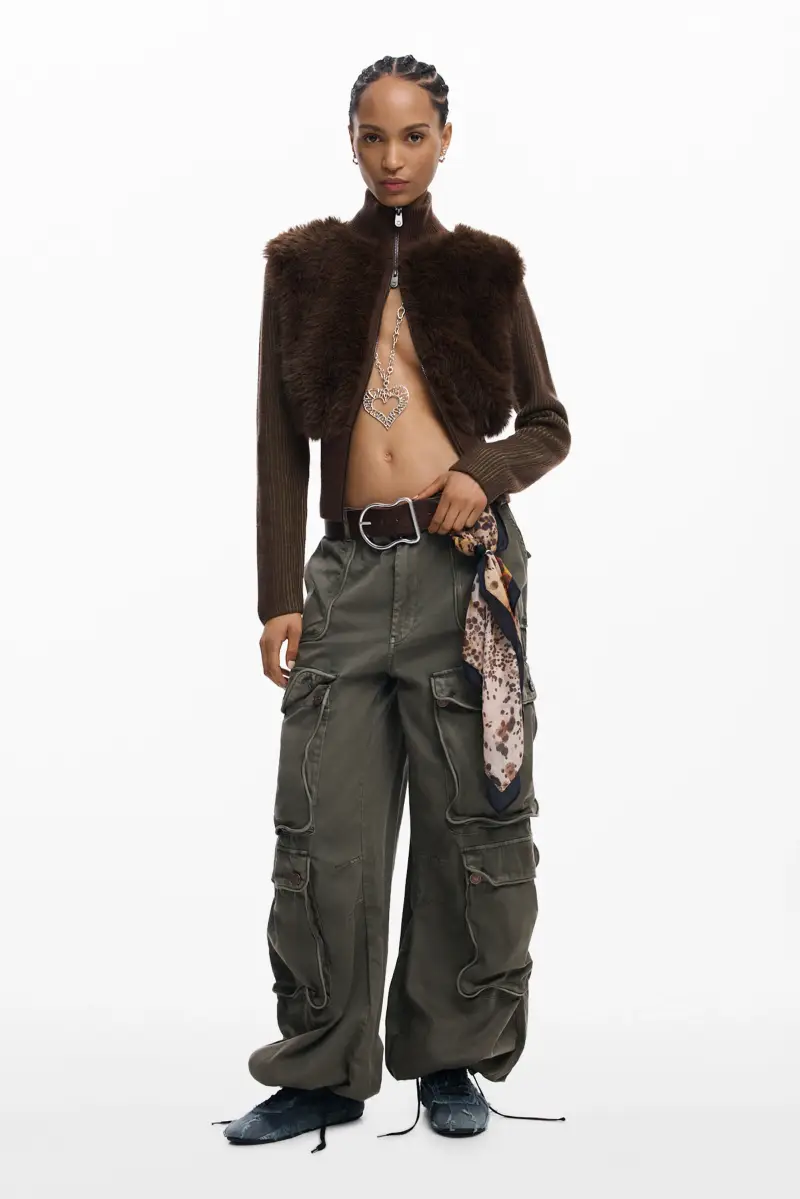 MAGLIONE IN MAGLIA CON PELO BROWN