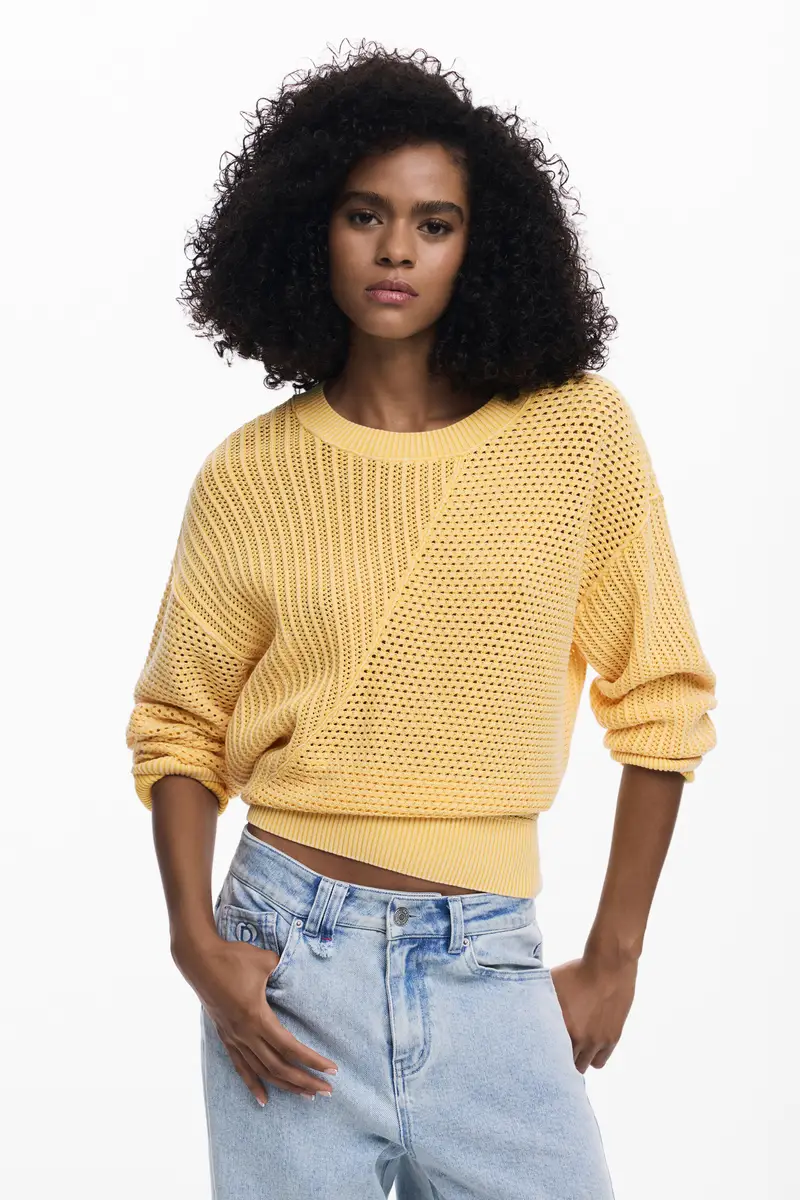 Maglione in maglia ricamata YELLOW