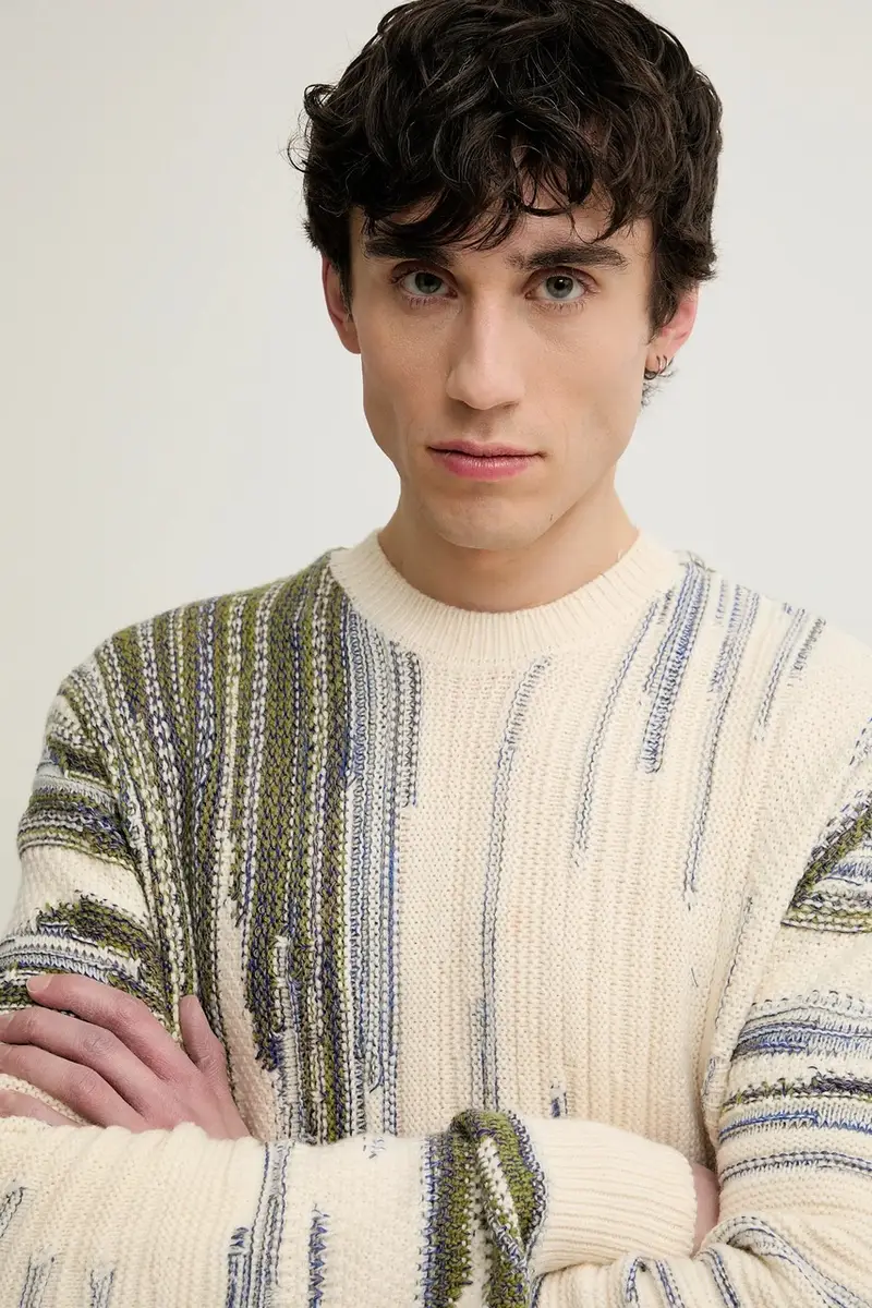 maglione in misto lana ICE uomo colore beige 25SMJF03 miniatura 4