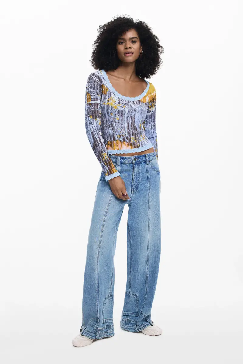 Maglione leggero a fiori BLUE miniatura 2