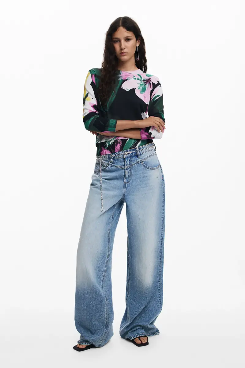 Maglione leggero con fiori BLACK miniatura 2