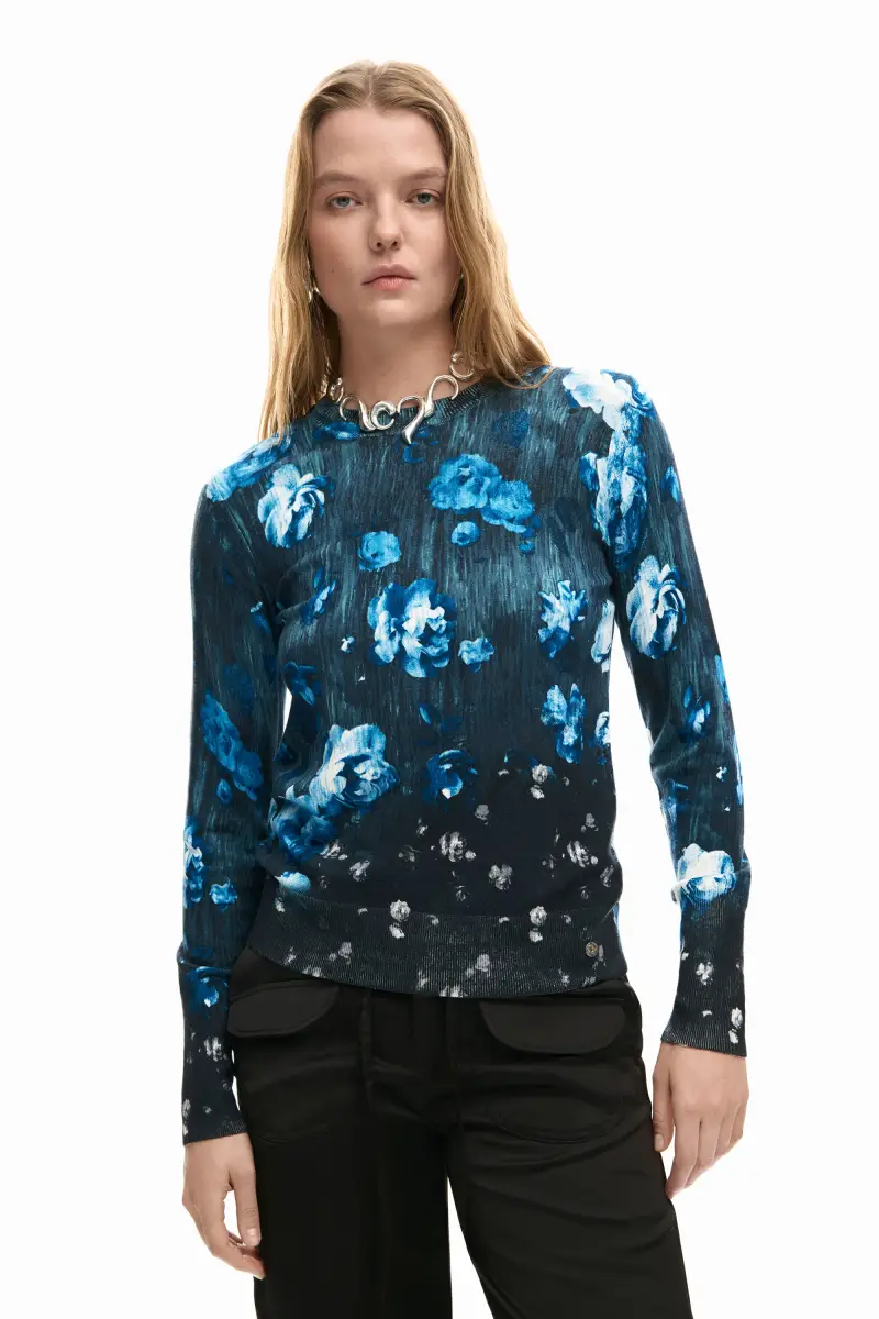 Maglione leggero floreale BLACK