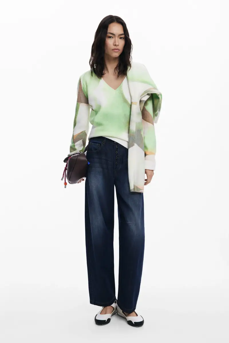 Maglione morbido con scollo a V GREEN miniatura 2