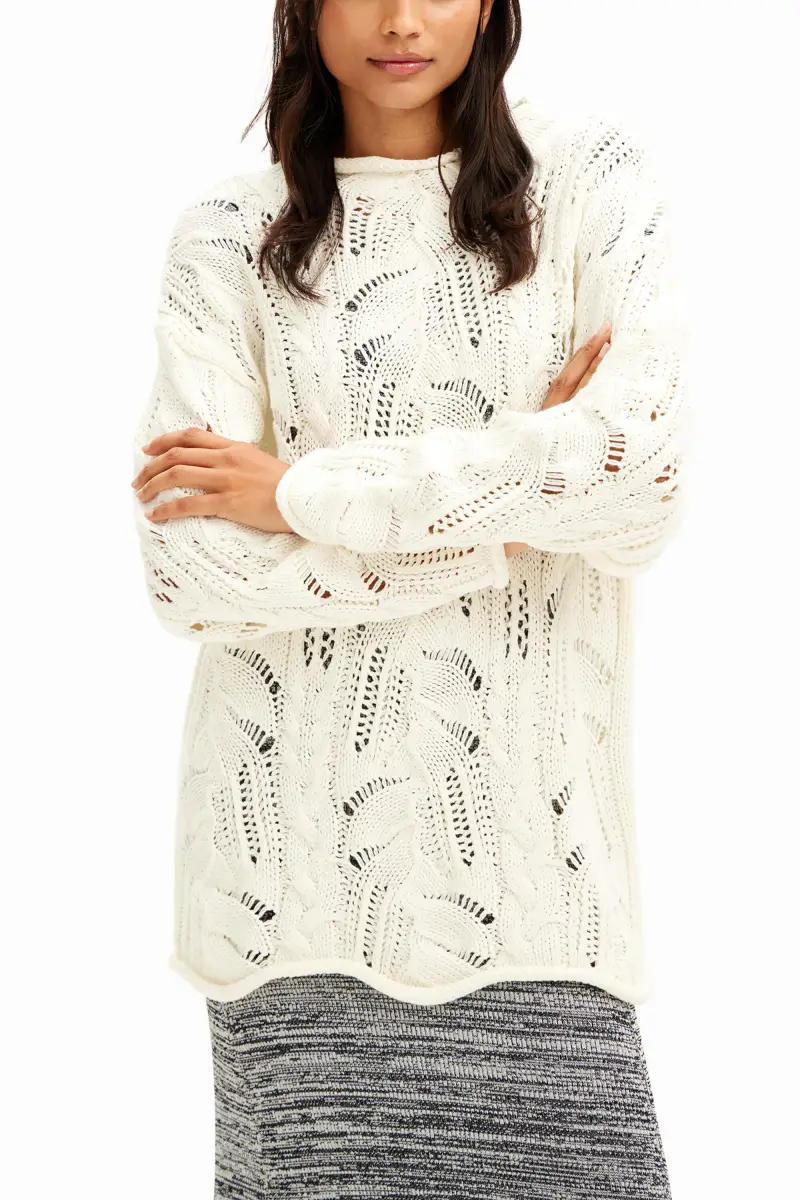 Maglione oversize traforato WHITE miniatura 2
