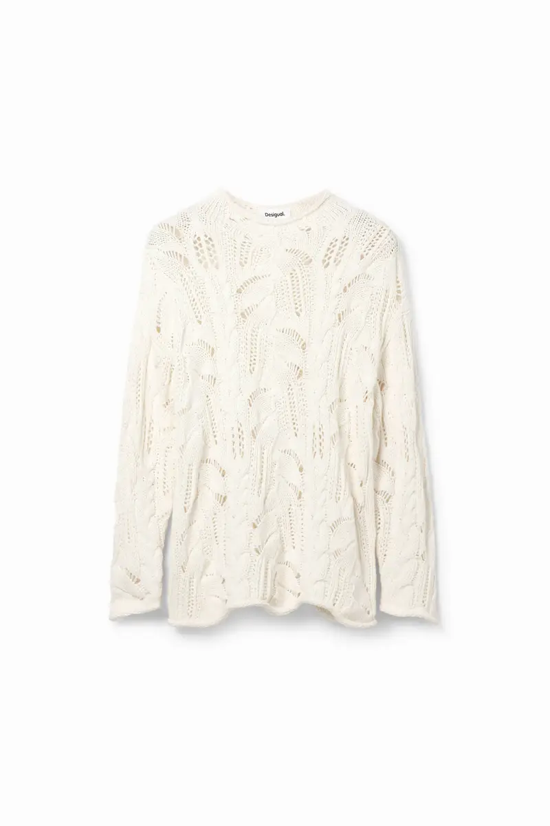 Maglione oversize traforato WHITE