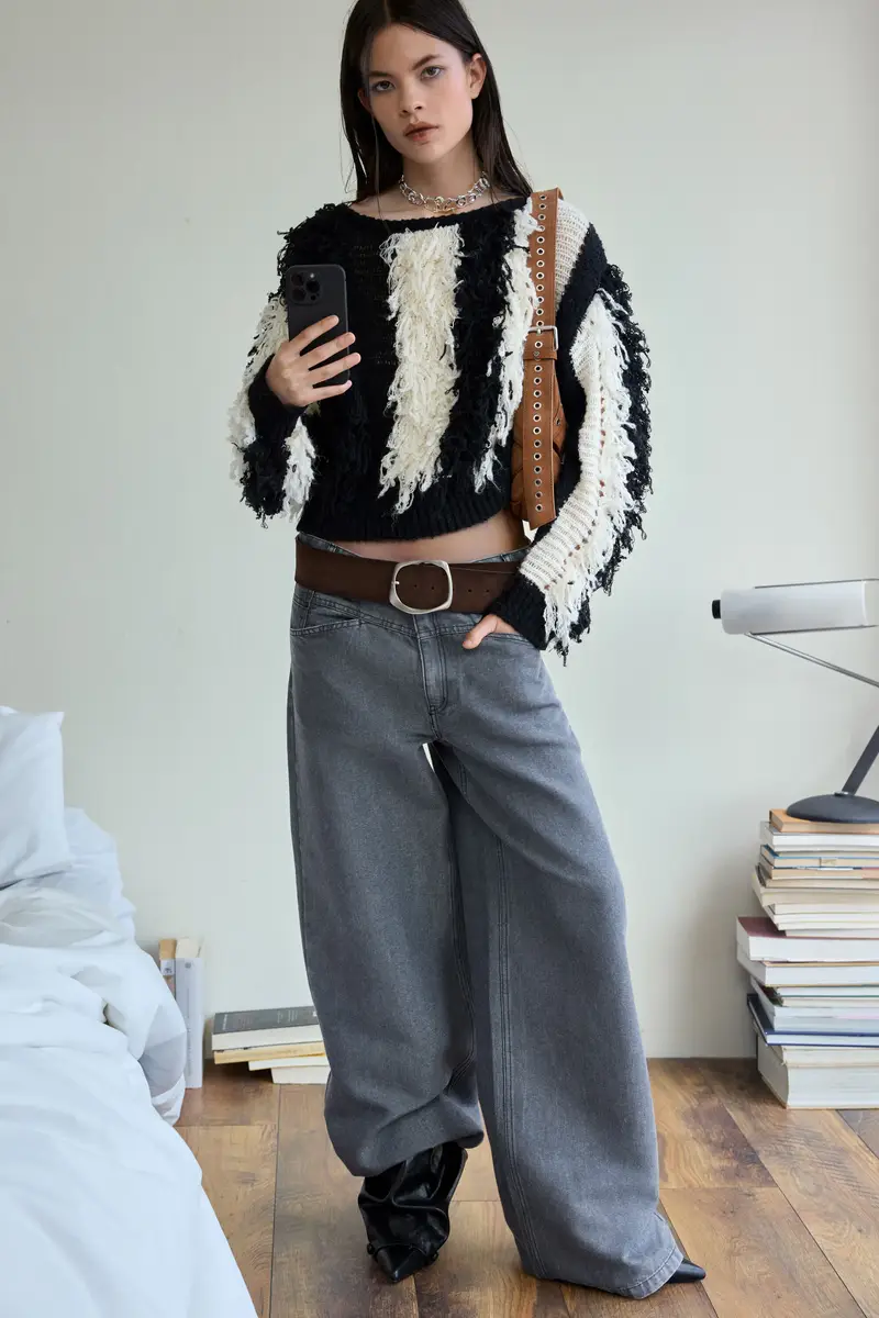 Maglione sfrangiato BLACK