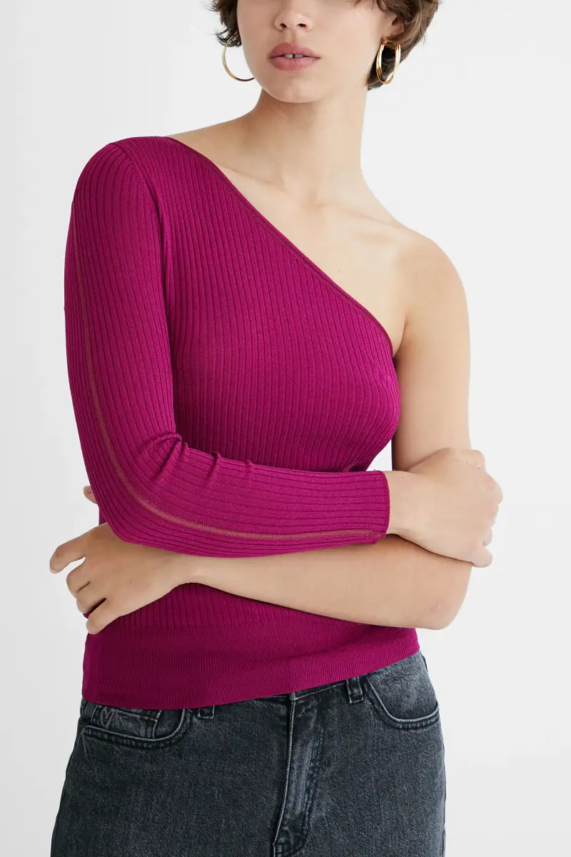 Maglione slim collo a V BLACK miniatura 2