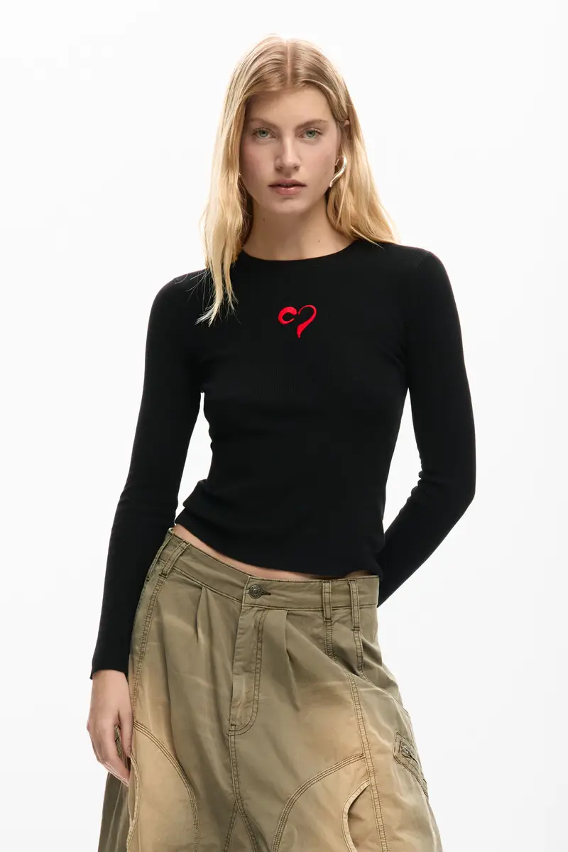 maglione sottile con cuore BLACK