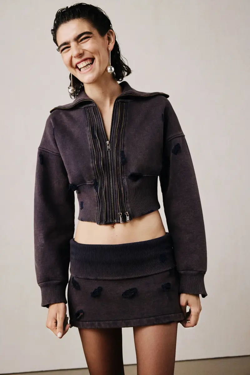 Minigonna con cerniera studio BLACK miniatura 2