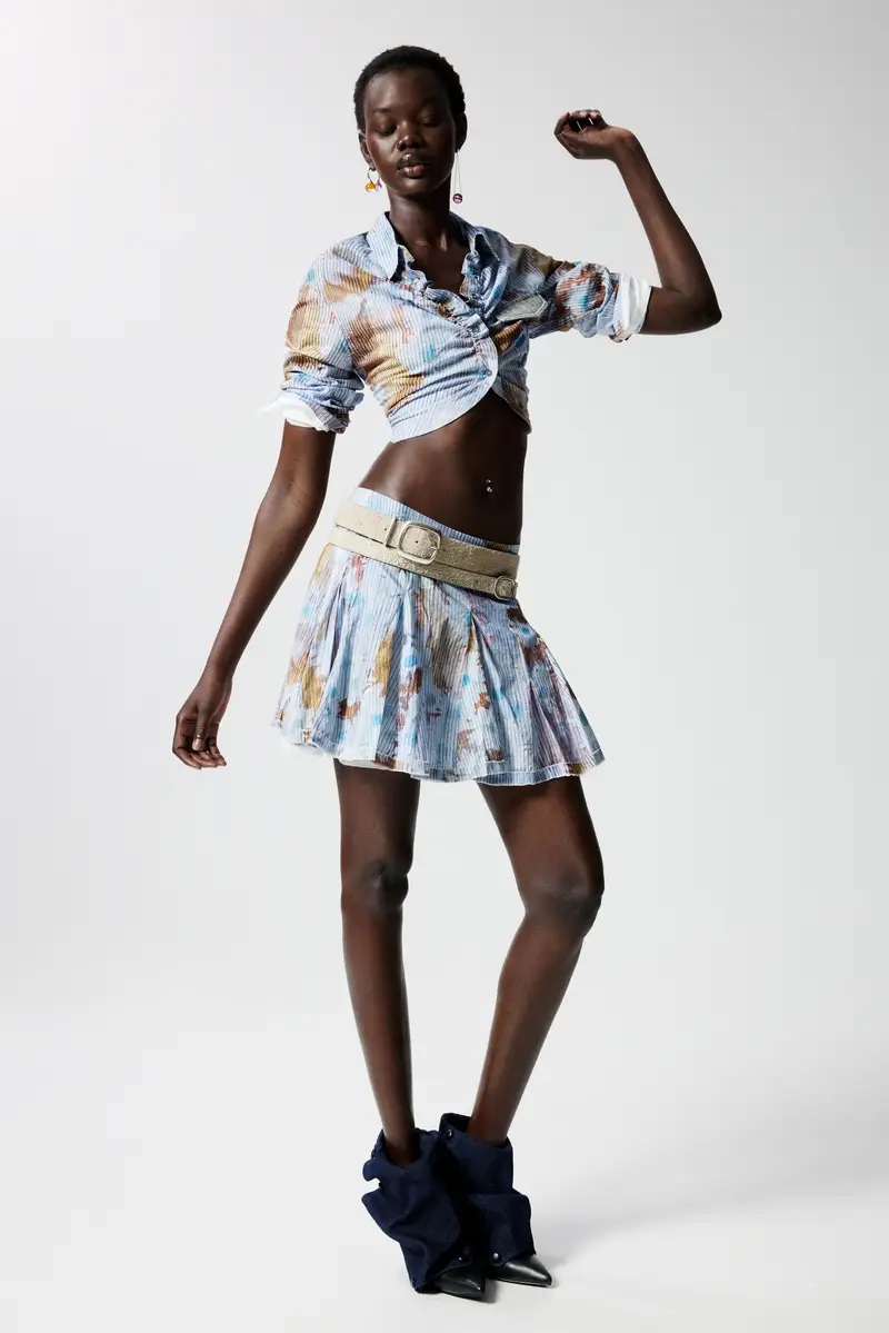 Minigonna plissettata a fiori BLUE