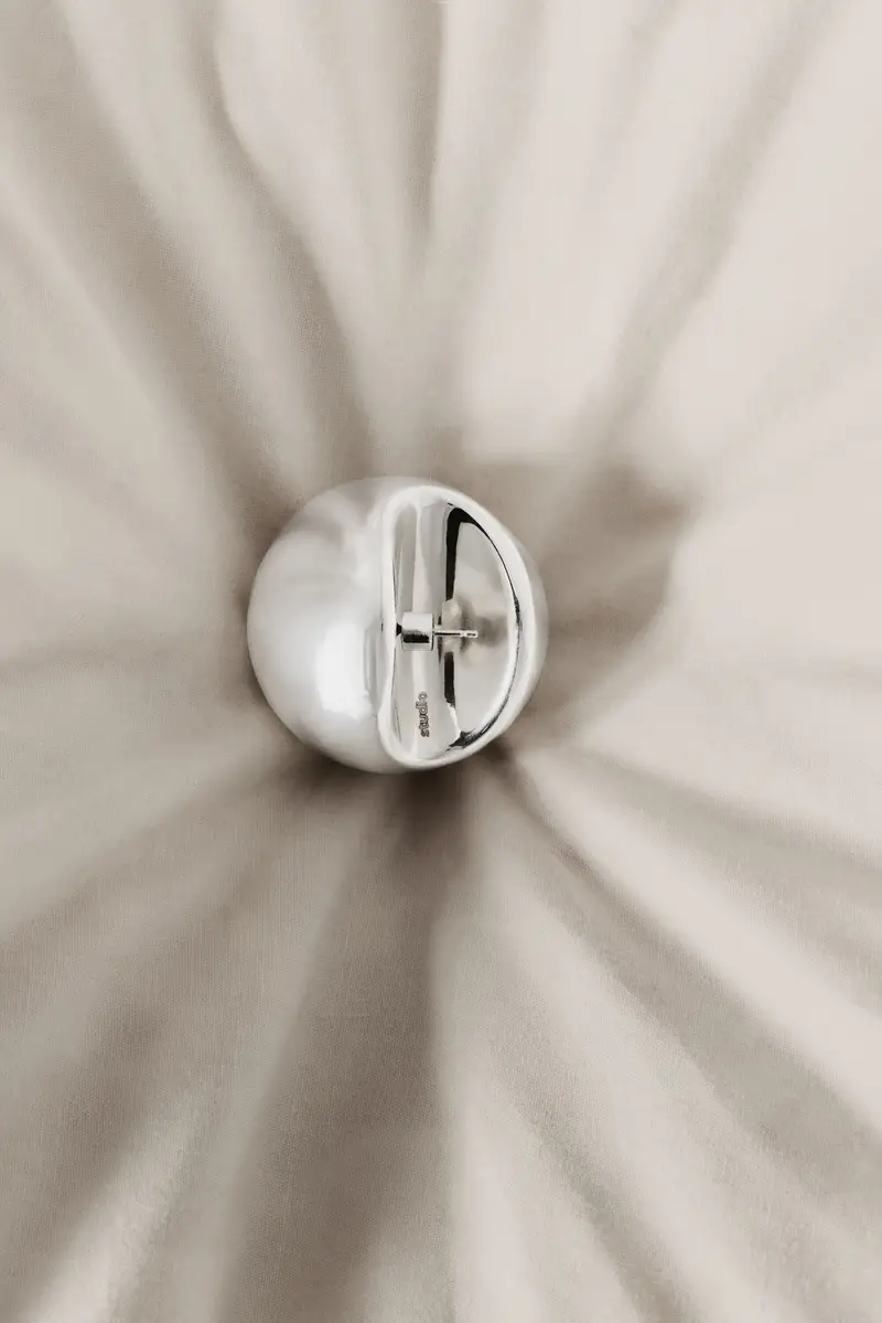 Orecchino luna argento studio BLACK