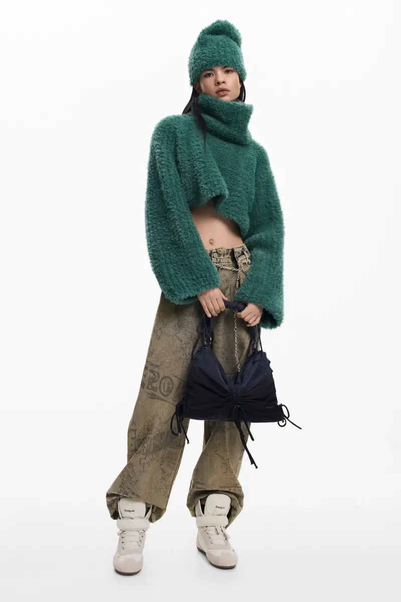 PACK MAGLIONE CROP E CAPPELLO GREEN miniatura 2