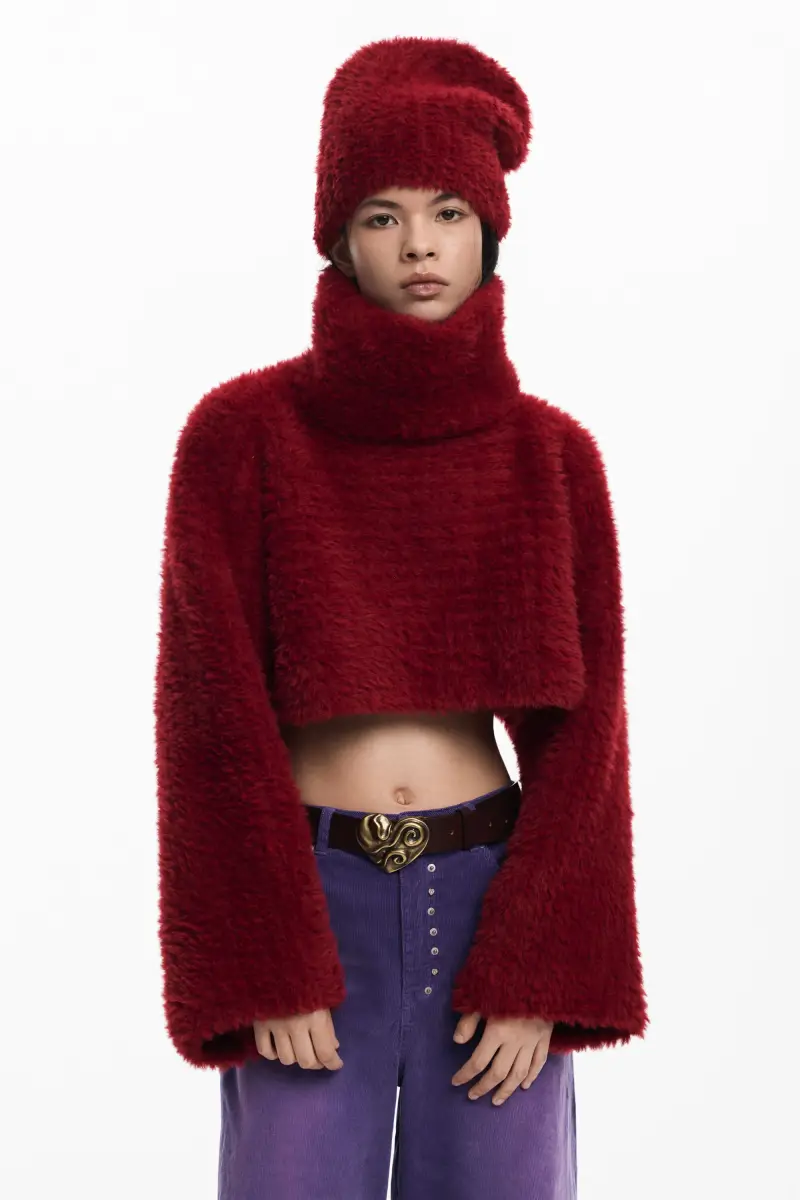 PACK MAGLIONE CROP E CAPPELLO RED