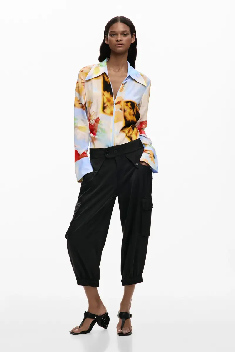 Pantalone capri cargo BLACK