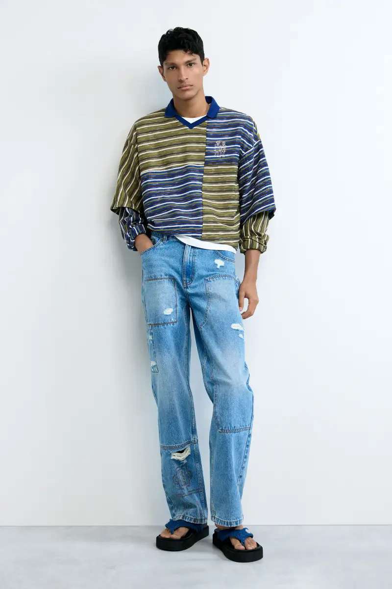 pantalone di jeans cuciture BLUE