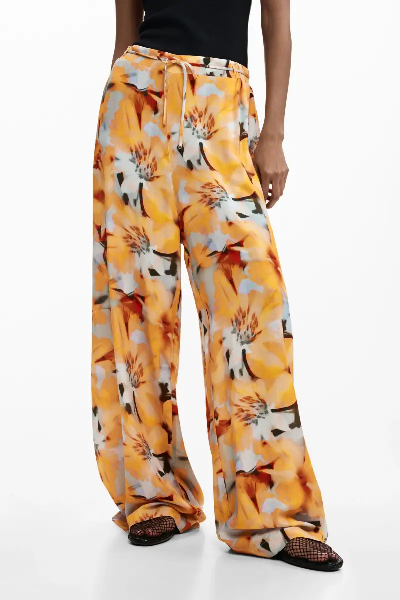 pantalone fluido floreale BLUE miniatura 2