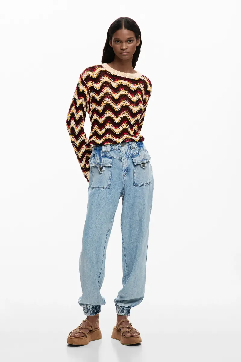 pantalone jogger in denim BLUE