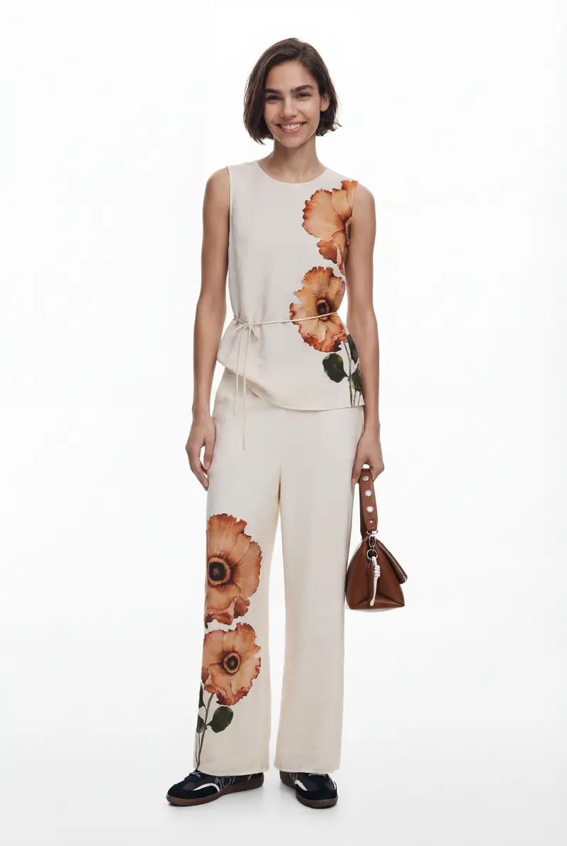 Pantaloni a fiori BROWN