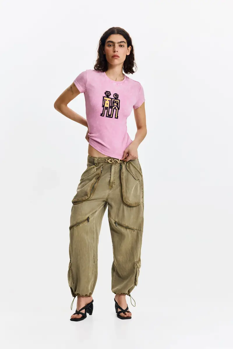 pantaloni capri sfumati BROWN