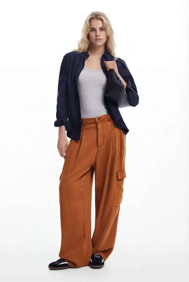 Pantaloni cargo fluidi WHITE