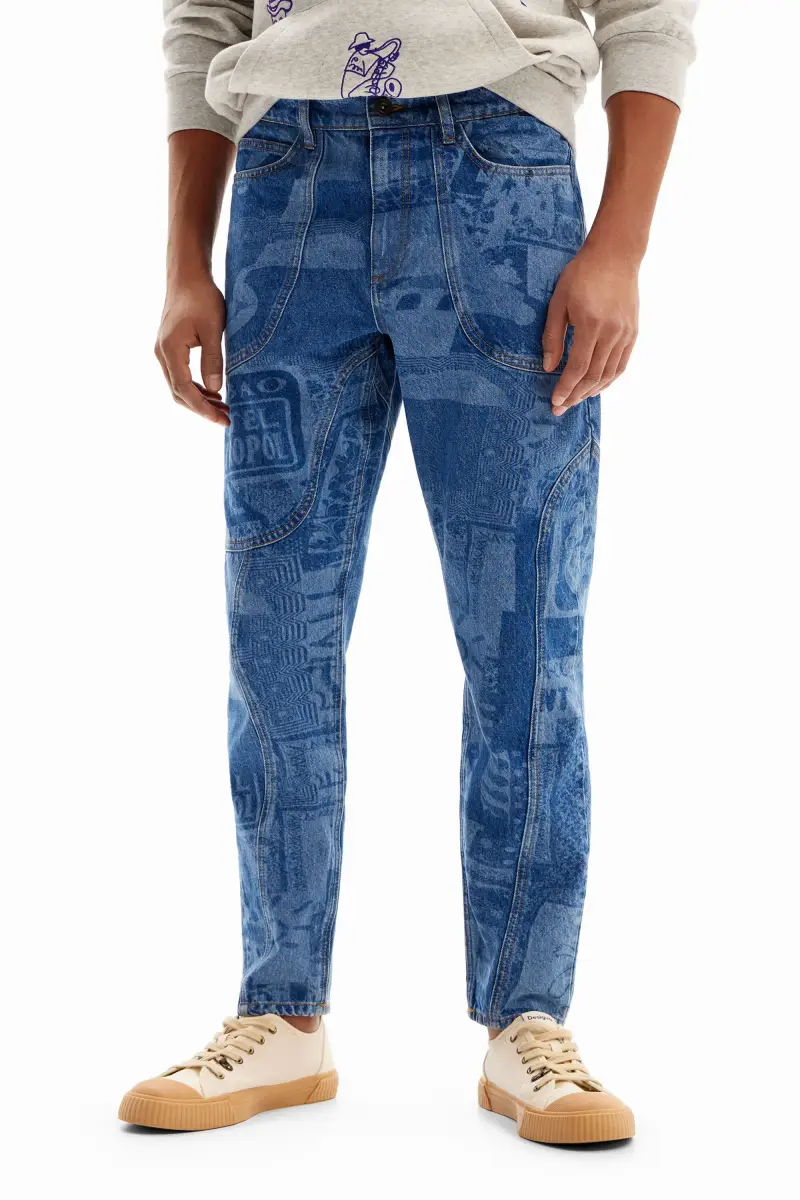 Pantaloni Carrot stampa laser BLUE miniatura 2