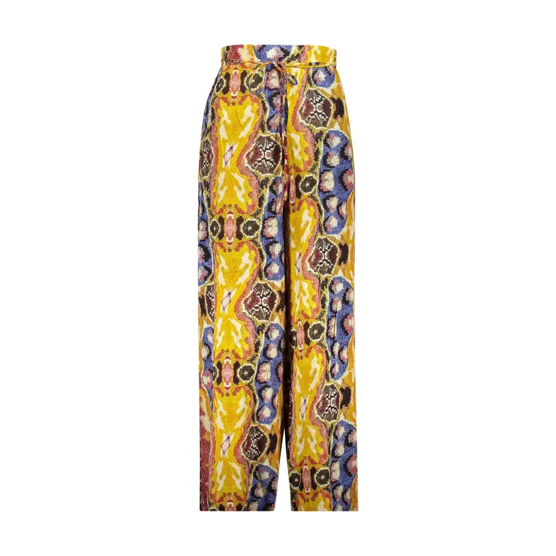 Pantaloni Donna Giallo Stampa Logo