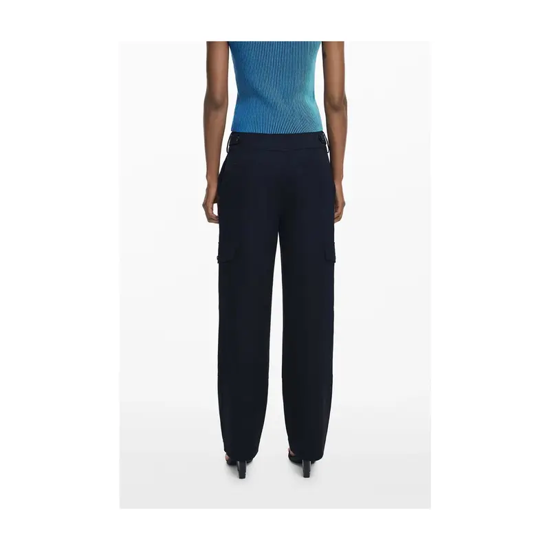 Desigual Pantaloni Donna Nero Palazzo con Logo miniatura 2