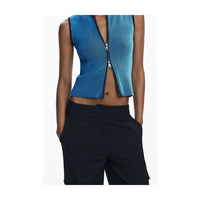 Desigual Pantaloni Donna Nero Palazzo con Logo miniatura 3