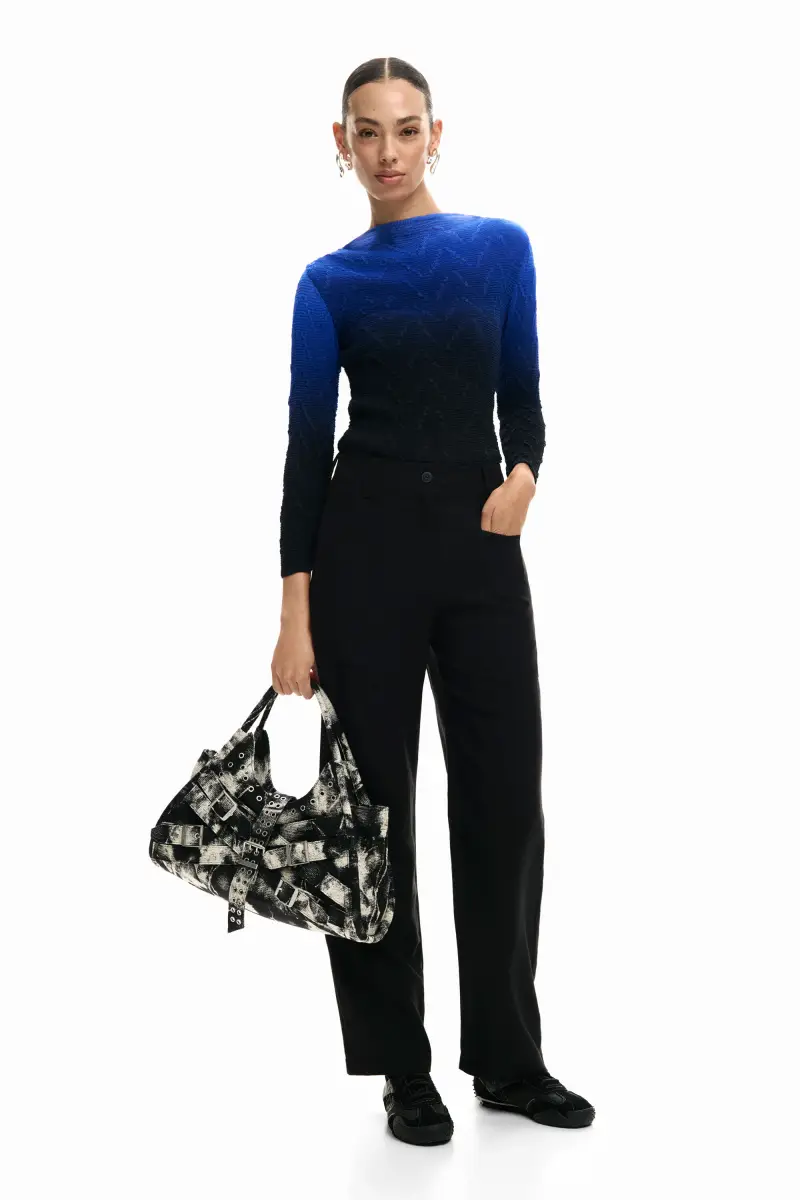 Pantaloni dritti con tasche BLACK