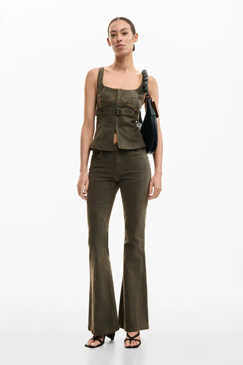 pantaloni flare BROWN