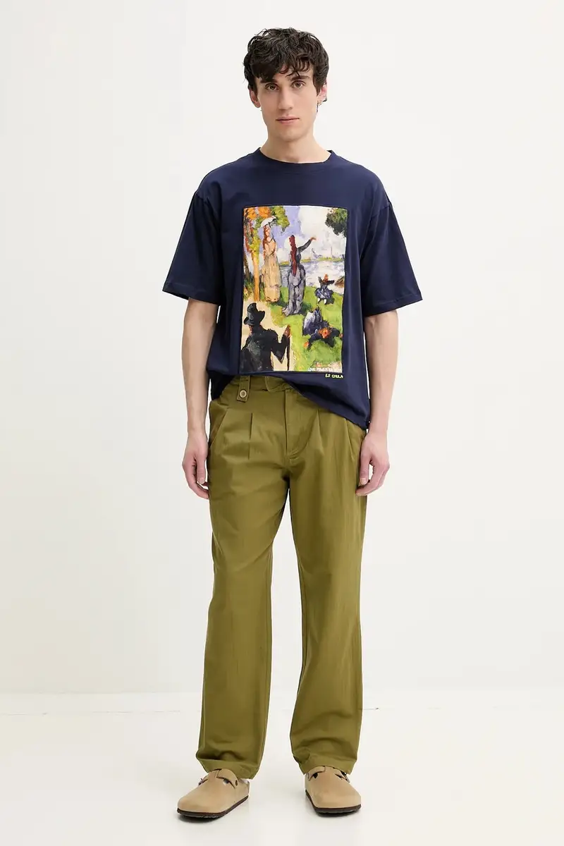 pantaloni in cotone BANKER uomo colore verde 25SMPW01 miniatura 2