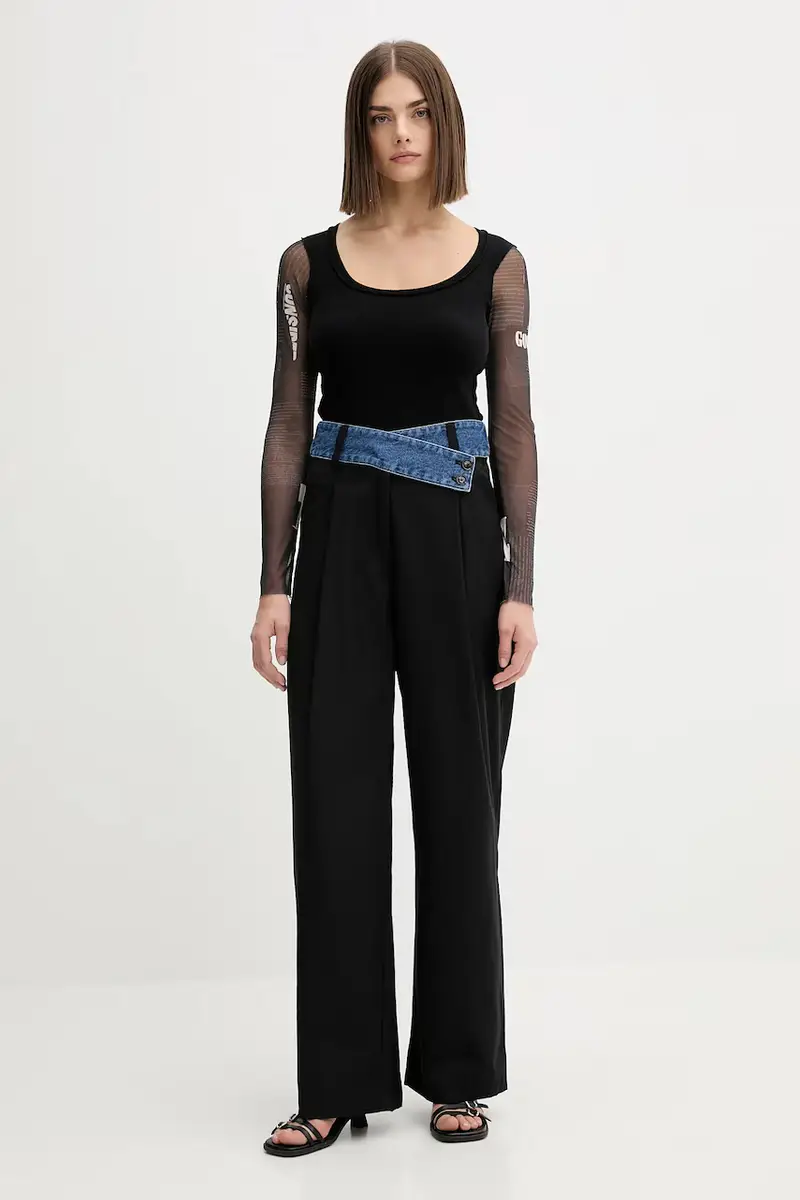 pantaloni in misto lana DENIMWAIST colore nero 25WWPW03 miniatura 2