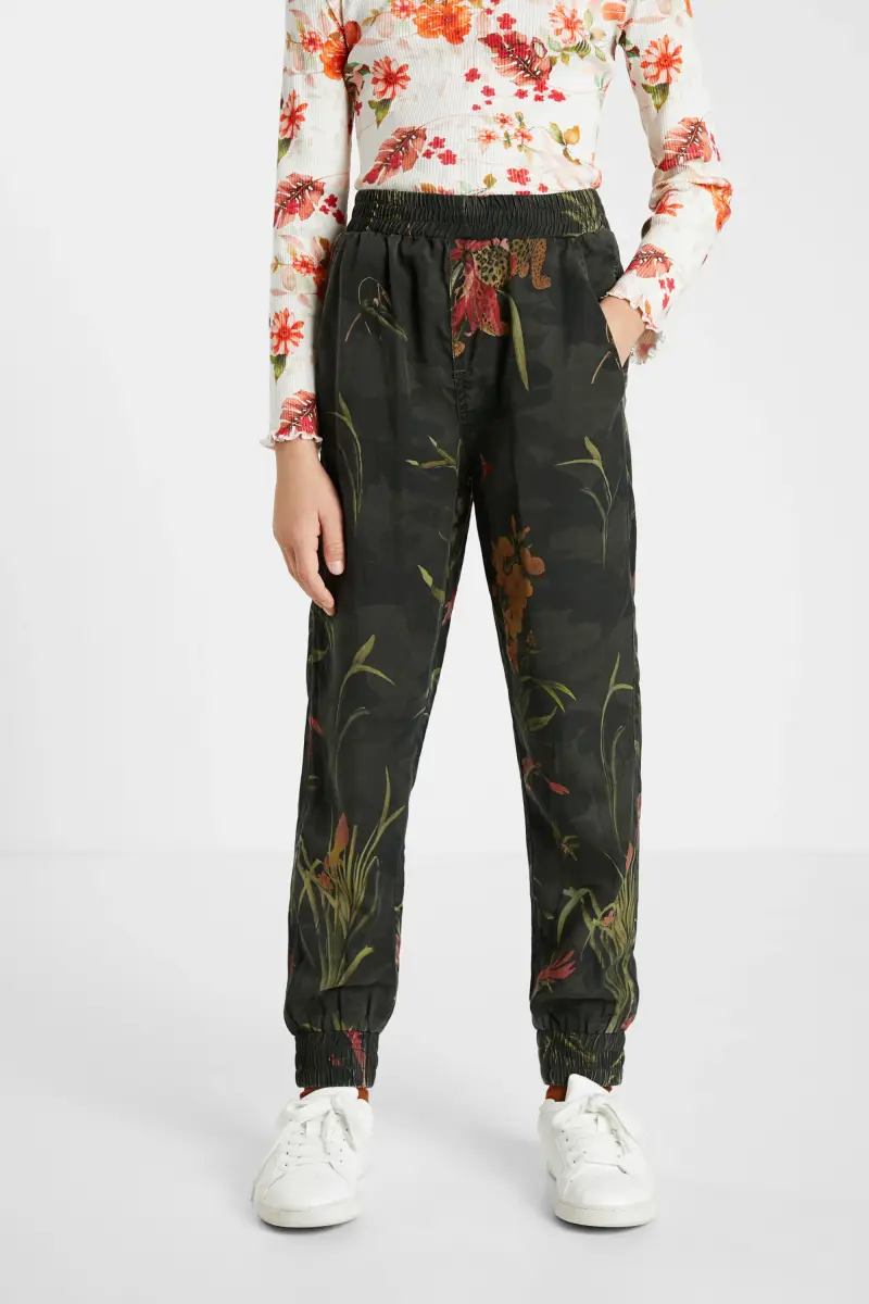 Pantaloni jogger fiori GREEN miniatura 2