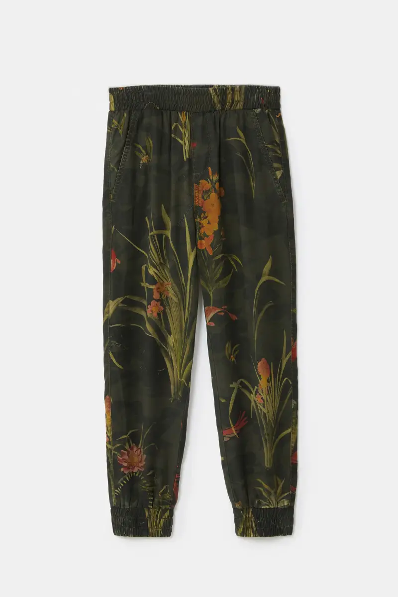 Pantaloni jogger fiori GREEN