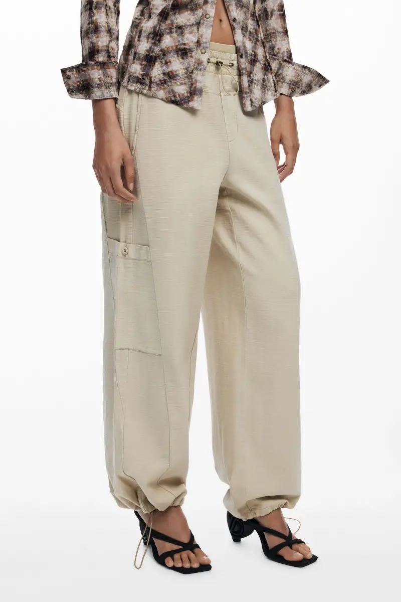 Pantaloni jogger in twill WHITE miniatura 2