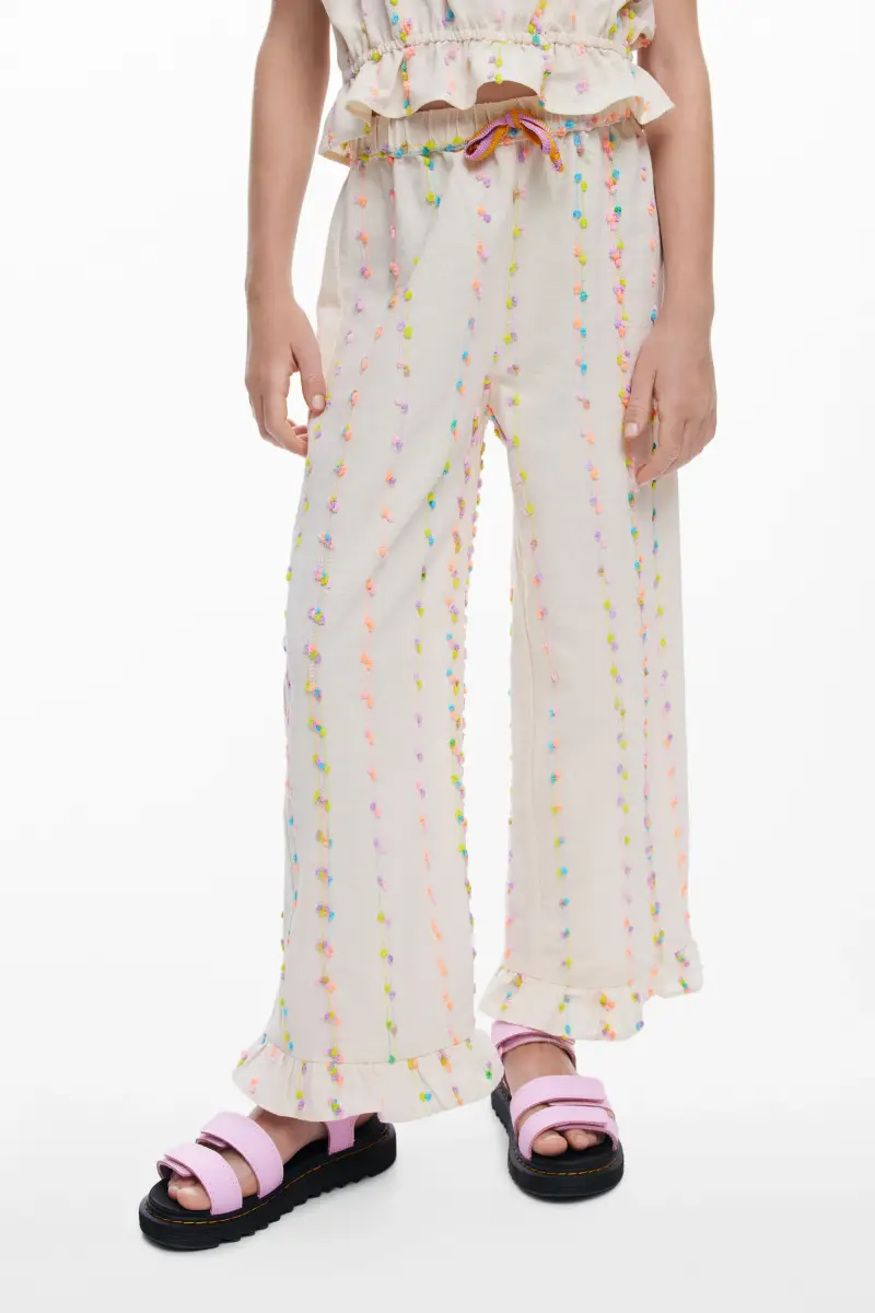 Pantaloni lunghi con pomponi WHITE