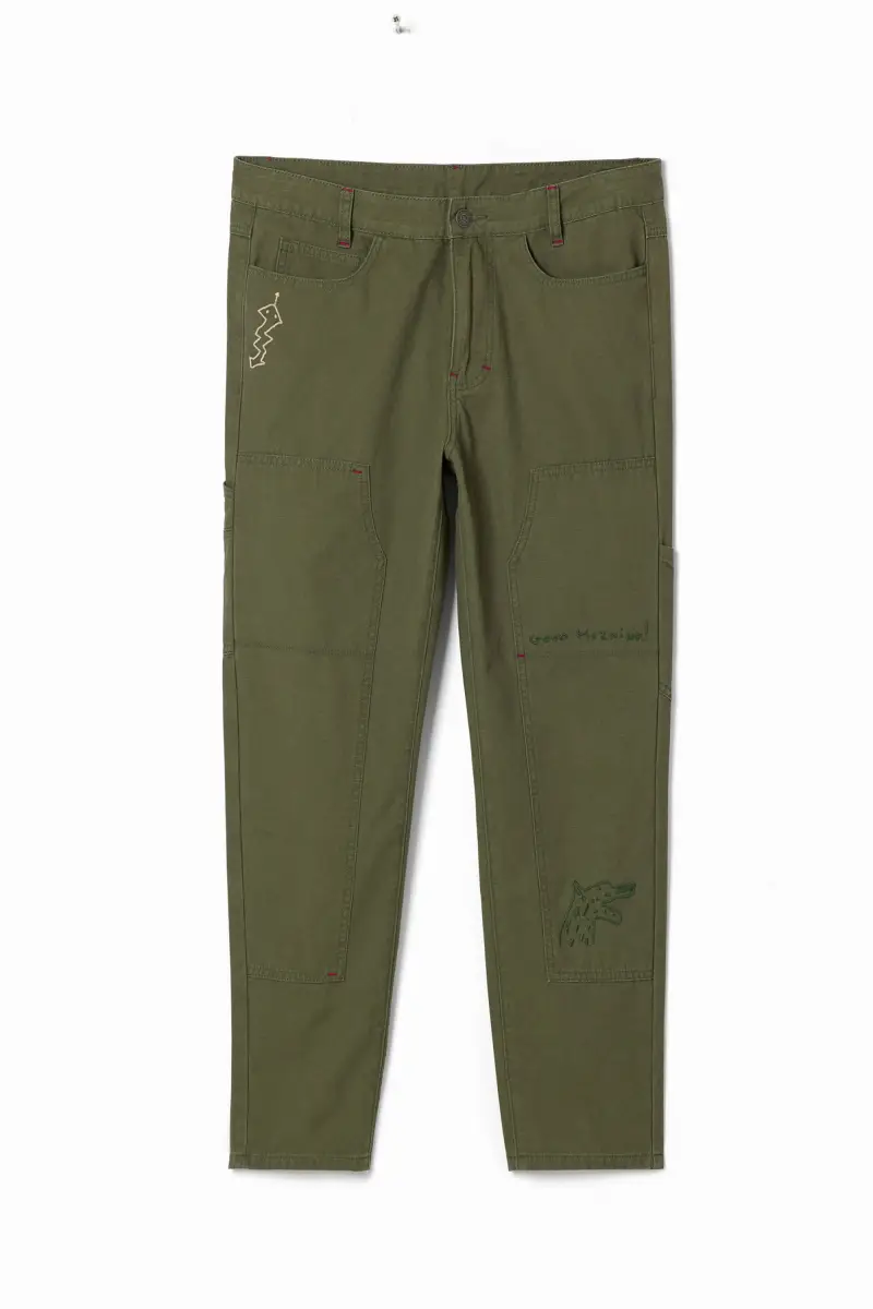 Pantaloni lunghi dritti con ricami GREEN