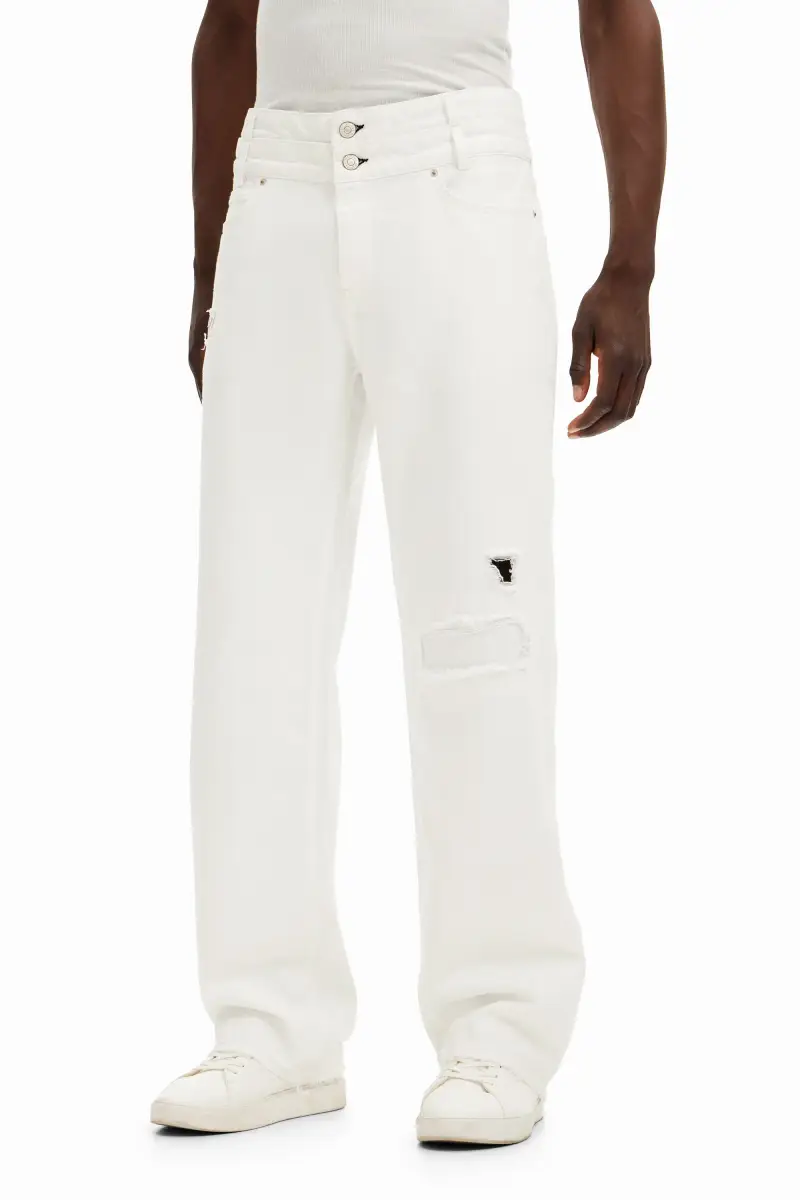 Pantaloni lunghi in denim WHITE miniatura 2