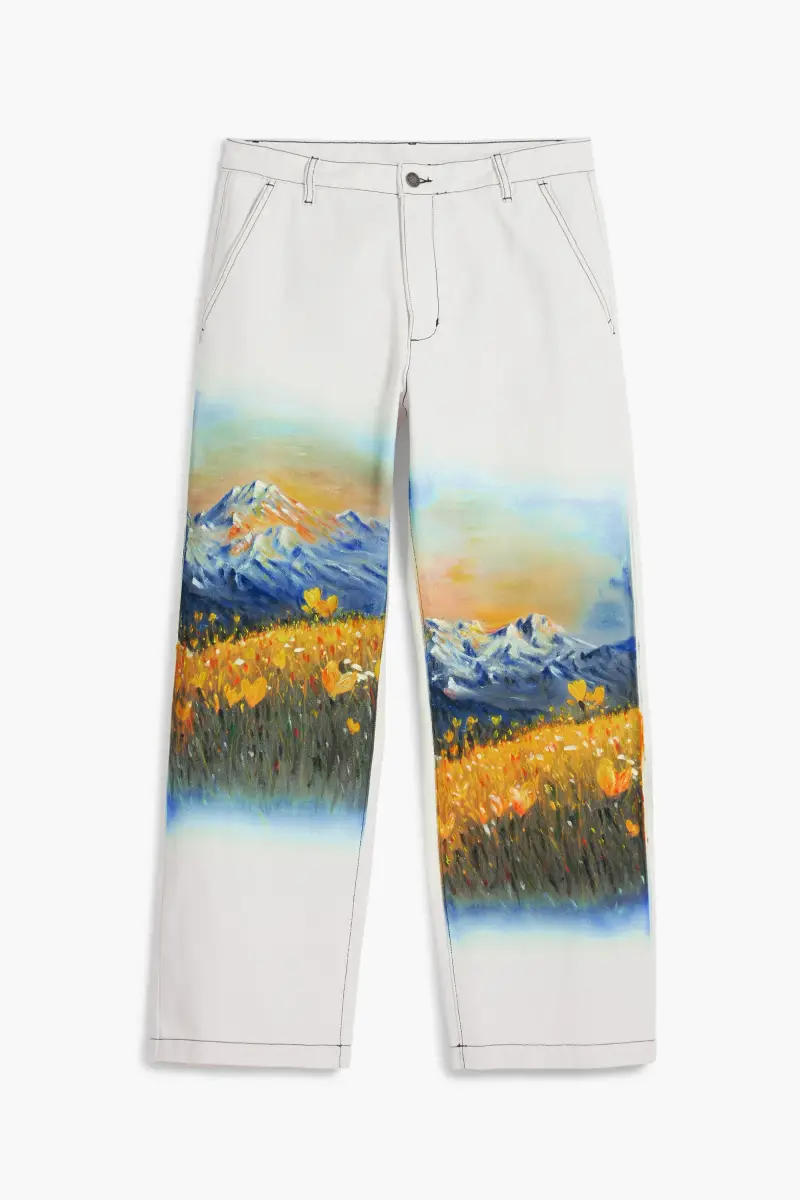 Desigual Pantaloni lunghi multicolore con paesaggio alpino