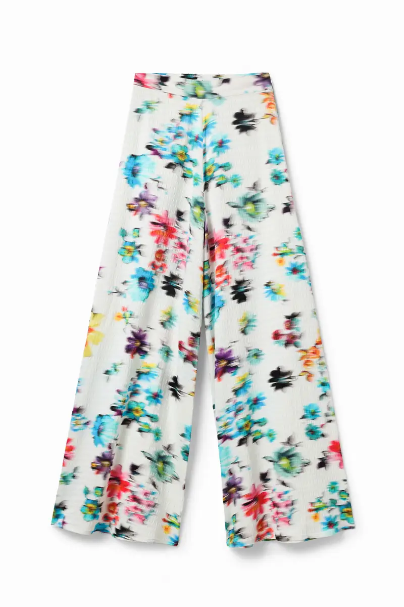 Pantaloni maxi fuori fuoco fiori WHITE
