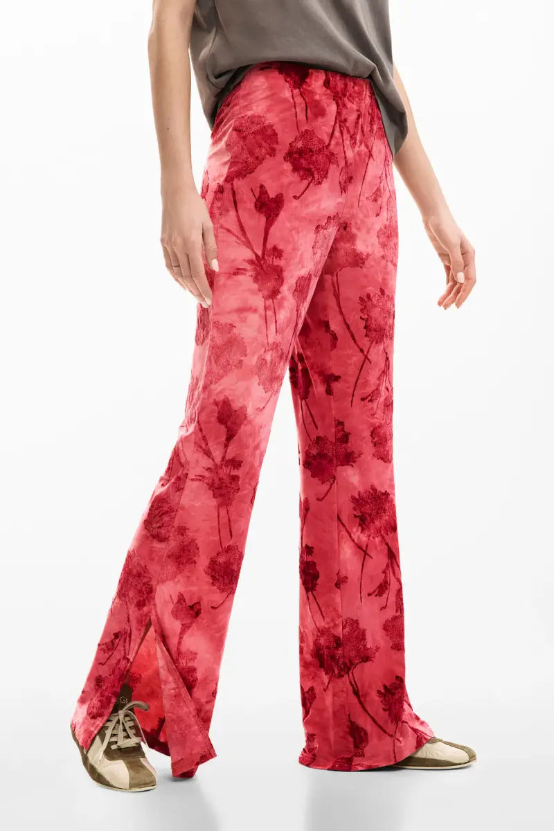 Pantaloni ricamati con fiori RED miniatura 2