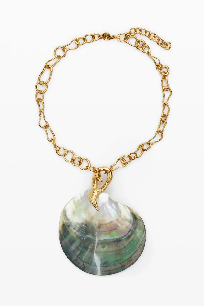 Pendente con conchiglia madreperla placcato oro Zalio MATERIAL FINISHES