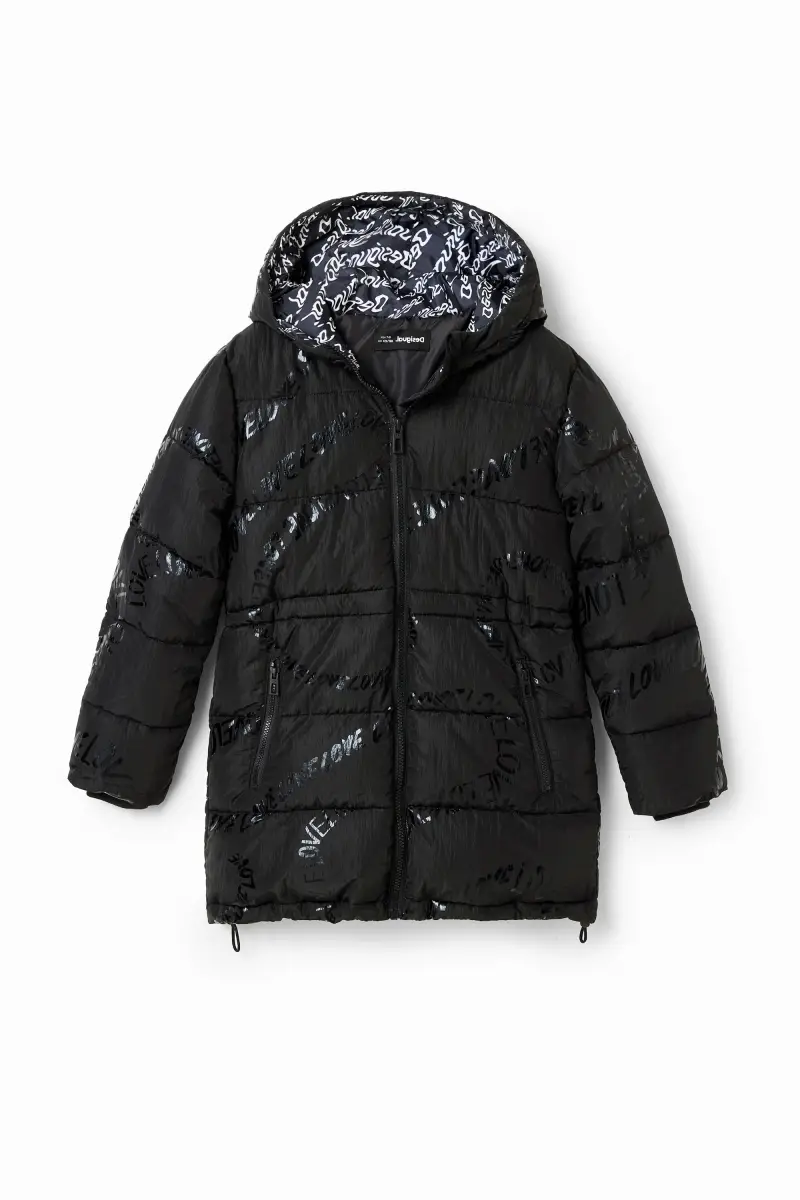 Piumino lungo testo BLACK