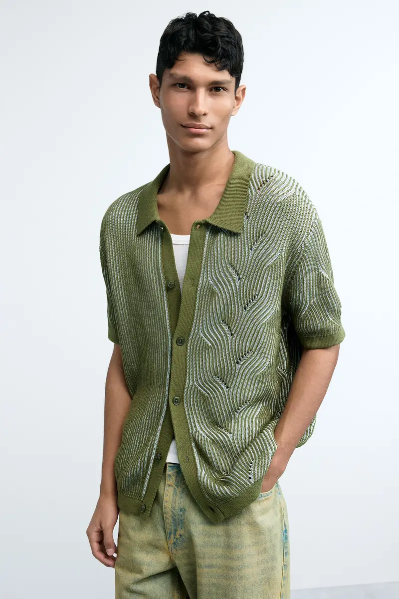 polo retro in maglia GREEN