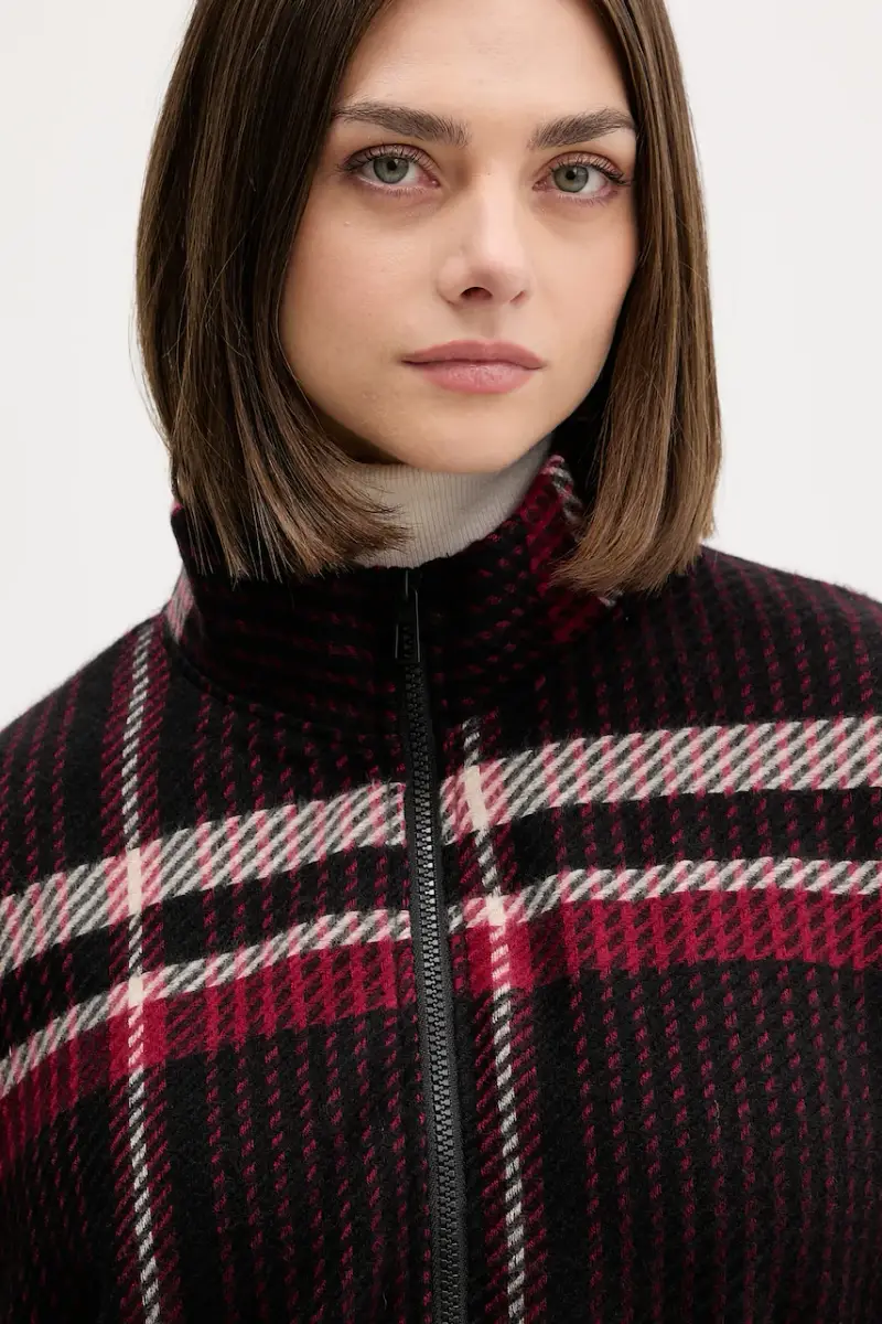 poncho CHECKS ALDAMA colore granata 25WAIA11 miniatura 4