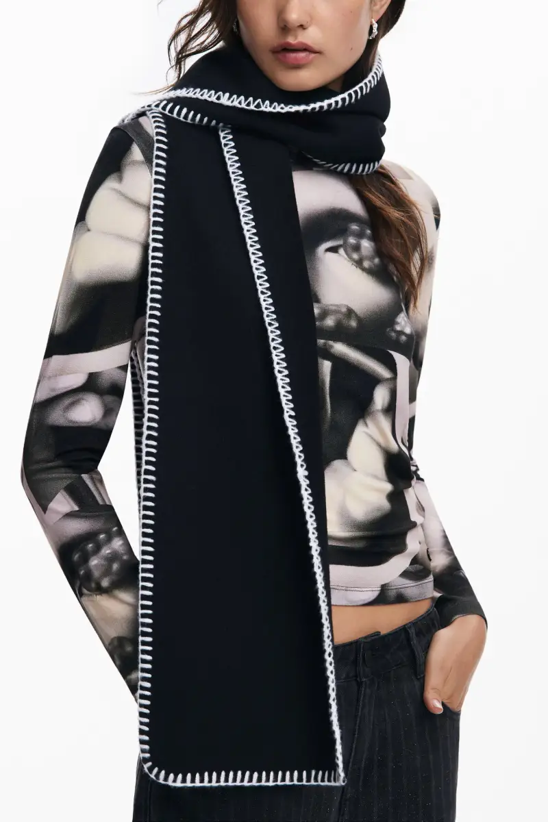 Poncho con sciarpa BLACK miniatura 2