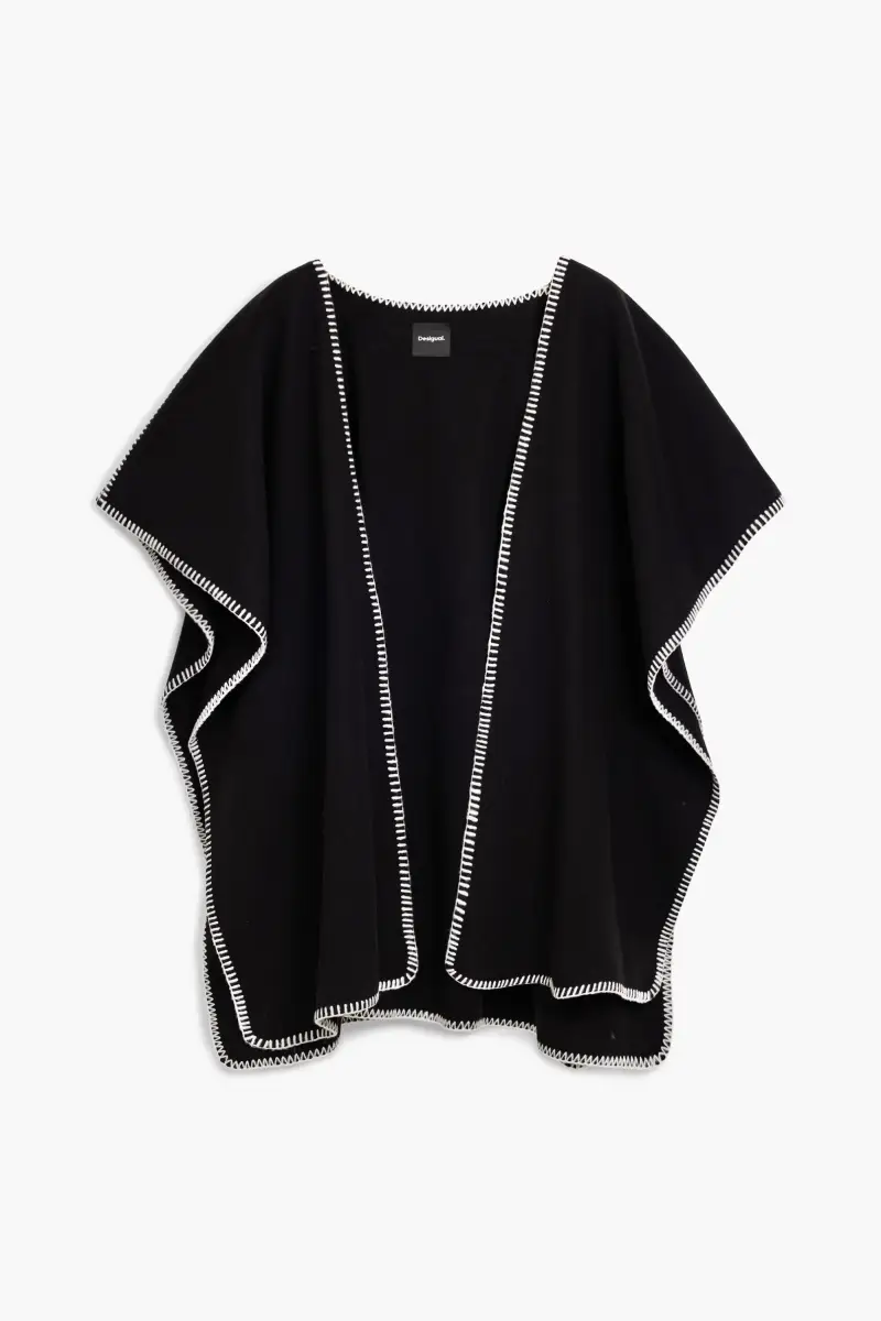 Poncho con sciarpa BLACK