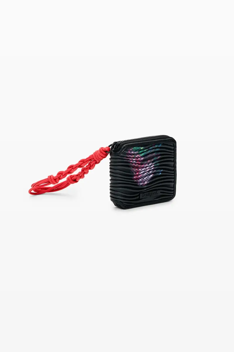 Portafoglio medio con texture floreale BLACK miniatura 2